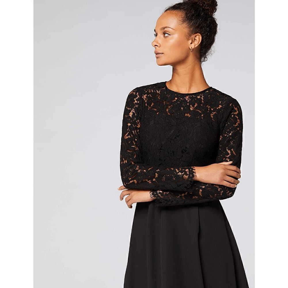 🖤 2PCS Halloween Black Bundle Lace Long Sleeve Dress & Petticoat SIZE M NWT - Picture 5 of 16
